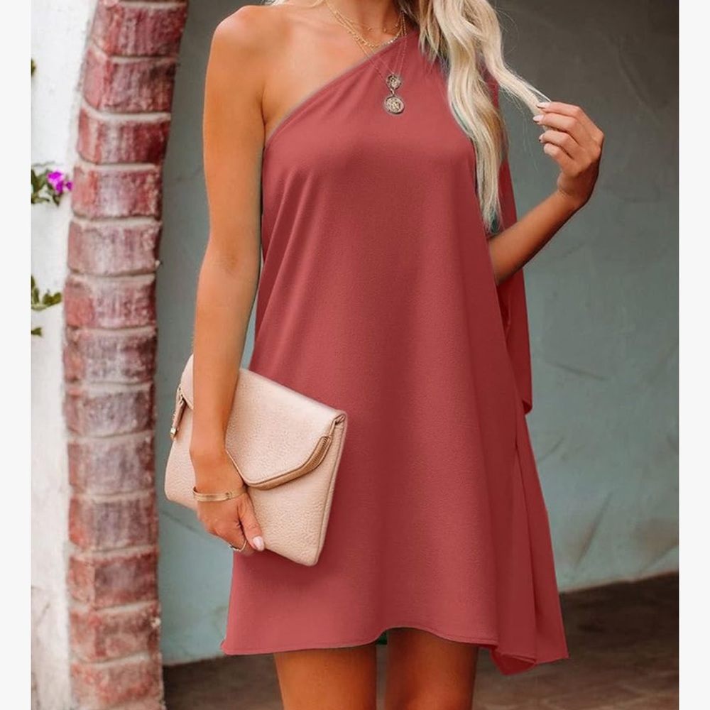 Woman’s off the shoulder mauve colored oversized dress sz med new